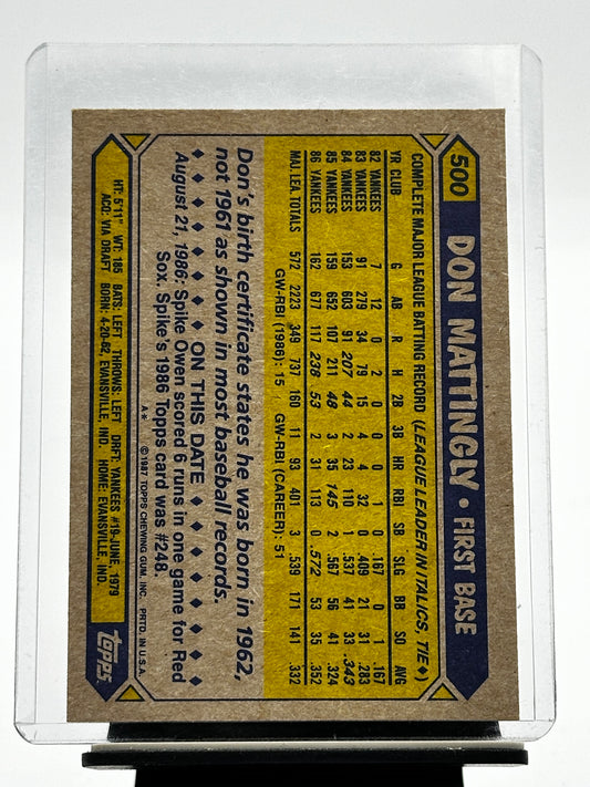 1987 Topps #500 Don Mattingly