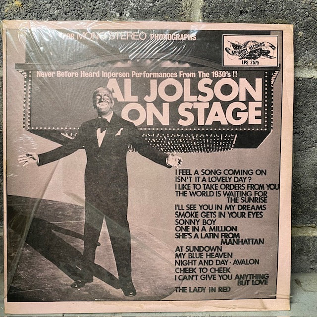 Al Jolson On Stage | Rare "Never Before Heard" 1930's Performances | Sealed Vinyl