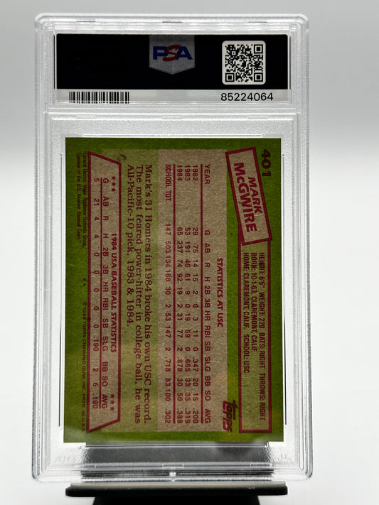1985 Topps Mark McGwire #401 PSA 8
