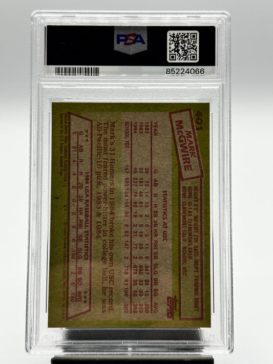 1985 Topps Mark McGwire #401 PSA 7