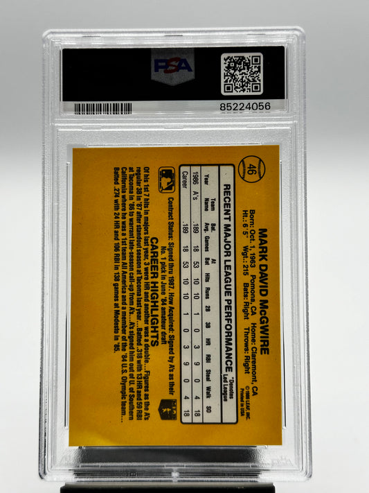 1987 Donruss #46 Mark McGwire RC PSA 7