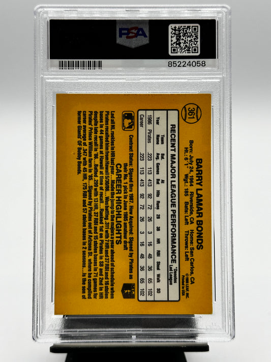 1987 Donruss #361 Barry Bonds RC PSA 5