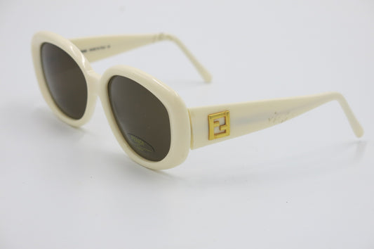 Fendi SL7515 Deadstock Sunglasses – Ivory Frames & Gold-Tone FF Details
