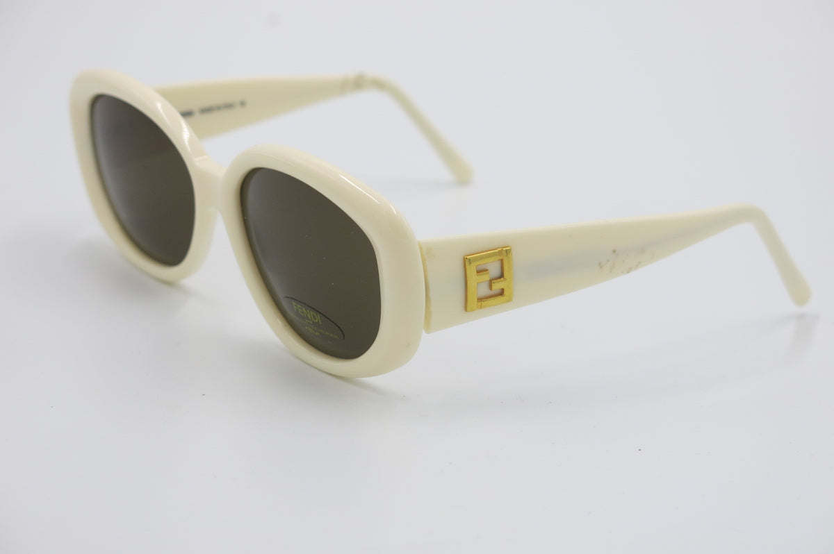 Fendi SL7515 Deadstock Sunglasses – Ivory Frames & Gold-Tone FF Details