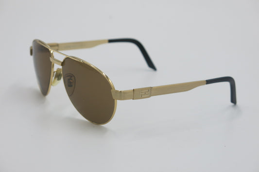 Fendi SL7139 Deadstock Aviator Sunglasses – Gold-Tone Frame & Brown Lenses