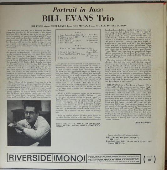 Bill Evans Trio – Portrait In Jazz - Riverside