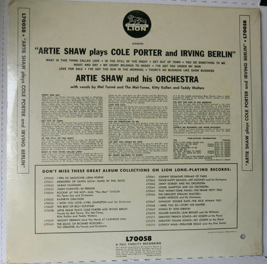 Artie Shaw And His Orchestra – Artie Shaw Plays Cole Porter And Irving Berlin