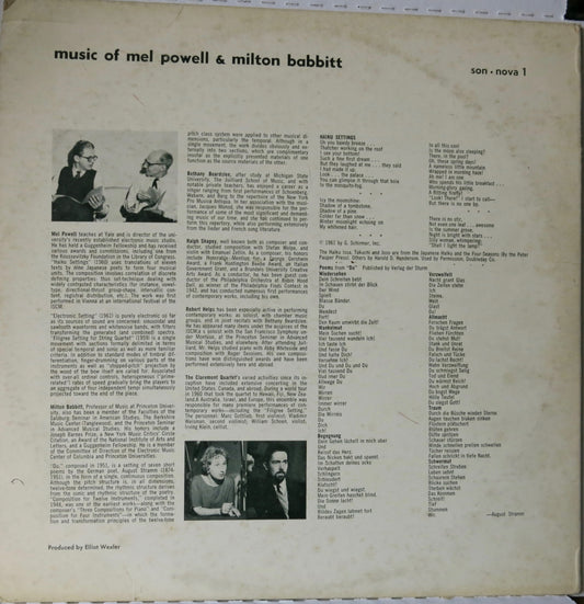 Mel Powell / Milton Babbitt ‎– Music Of Mel Powell & Milton Babbitt | Vinyl Record by Son Nova Records | Friedman & Sons