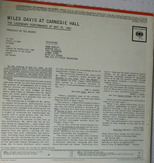 Miles Davis ‎– Miles Davis At Carnegie Hall | Vinyl Record by Columbia | Friedman & Sons