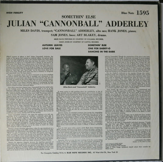 Cannonball Adderley, Miles Davis, Hank Jones, Sam Jones, Art Blakey ‎– Somethin' Else | Vinyl Record by Blue Note | Friedman & Sons