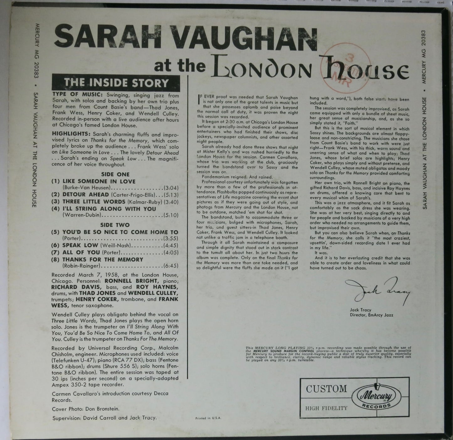 Sarah Vaughan – After Hours At The London House