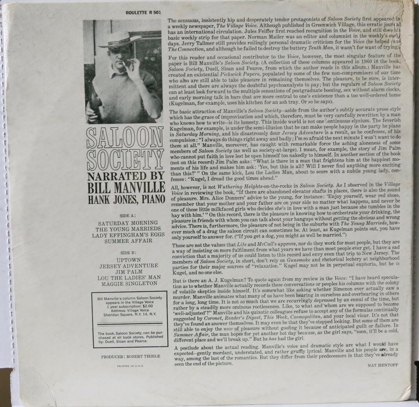 Bill Manville / Hank Jones – Saloon Society