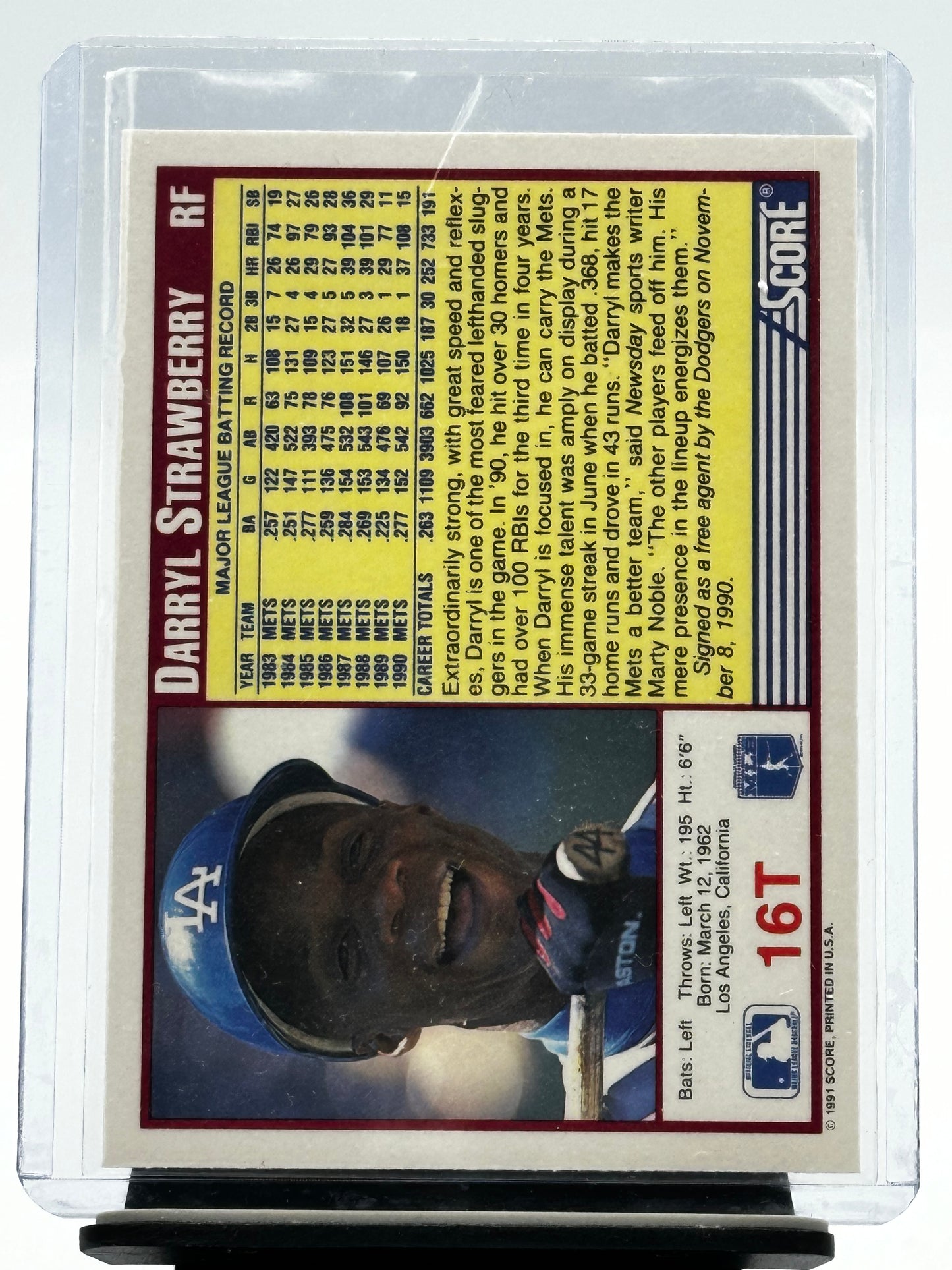 1991 Score Traded #16T Darryl Strawberry