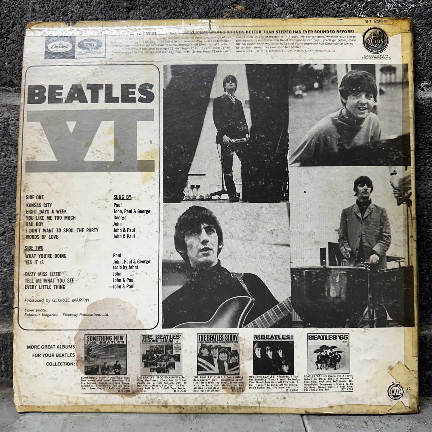 Beatles VI Album Cover - Back