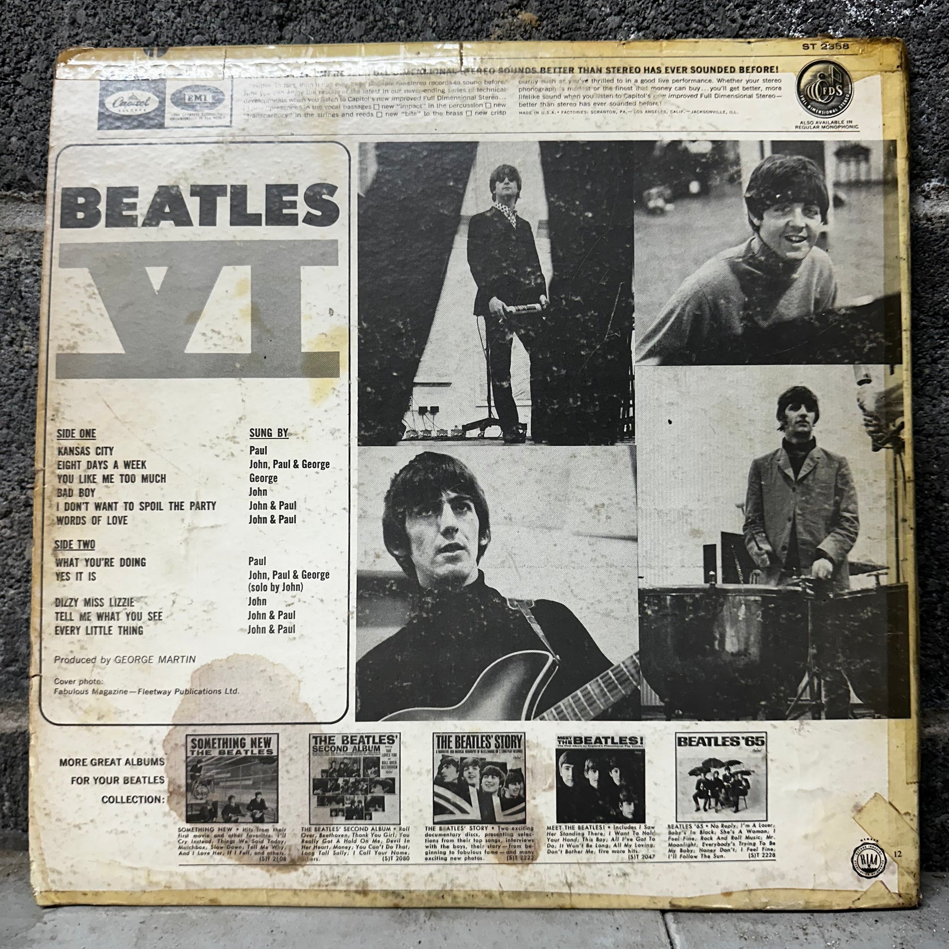 Beatles VI Album Cover - Back