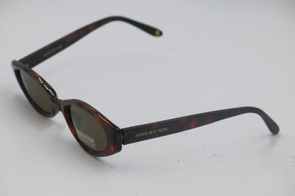 A pair of tortoise-patterned Jones New York sunglasses with UV protection lenses.