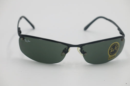 Ray-Ban RB3183 Semi-Rimless Sunglasses – Matte Black / G-15 Green (New Old Stock)