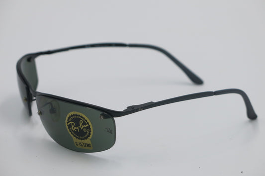 Ray-Ban RB3183 Semi-Rimless Sunglasses – Matte Black / G-15 Green (New Old Stock)