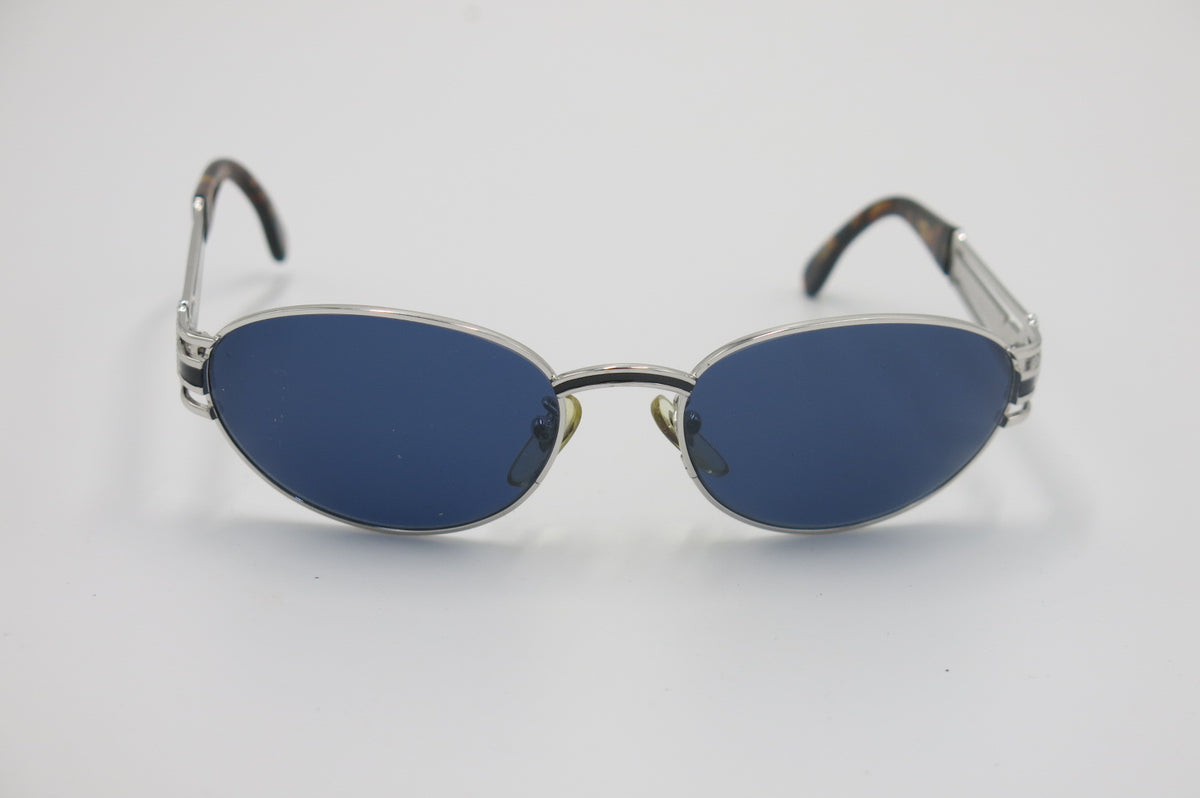 Fendi SL7030 Vintage Deadstock Oval Sunglasses – Blue Lenses & Sculptural Logo Temples