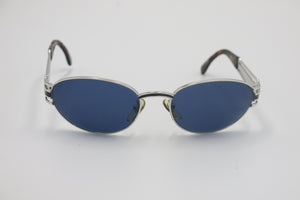 Fendi SL7030 Vintage Deadstock Oval Sunglasses – Blue Lenses & Sculptural Logo Temples
