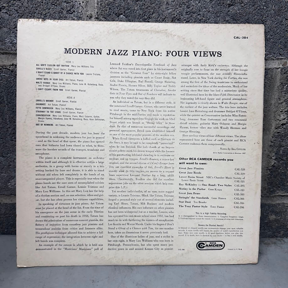 Mary Lou Williams, Art Tatum, Erroll Garner & Lennie Tristano - Modern Jazz Piano: Four Views
