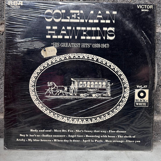 Coleman Hawkins 'His Greatest Hits' 1939-1947 vinyl record album, Vol. 57, on Black and White.