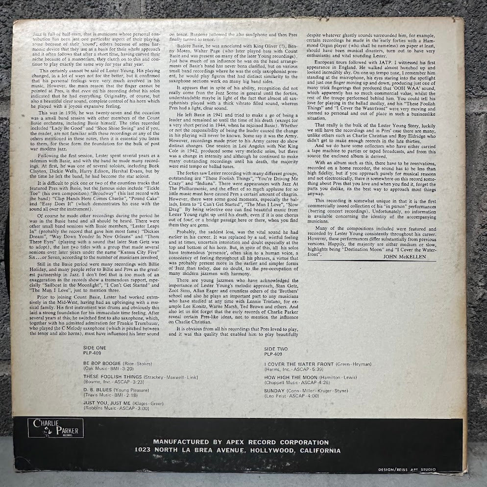 Lester Young – Just You, Just Me