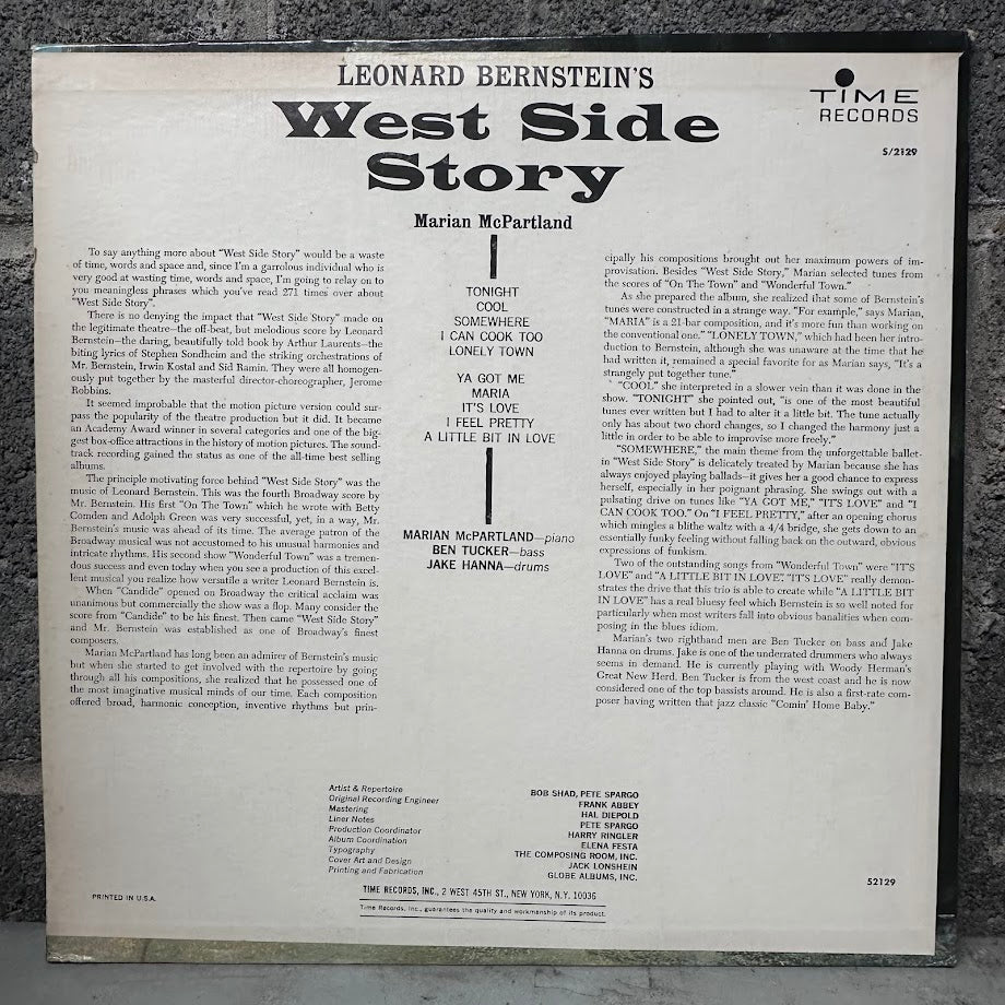 Marian McPartland – Leonard Bernstein’s West Side Story