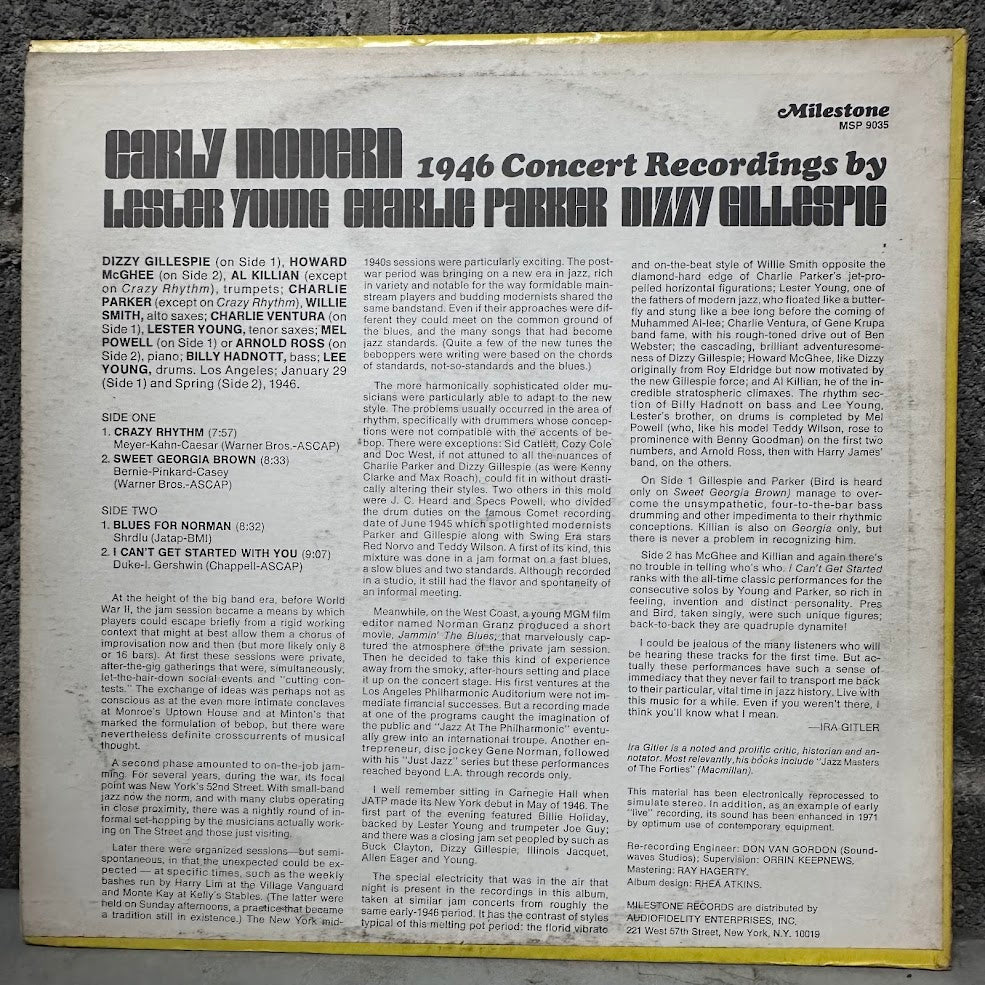 Lester Young, Charlie Parker & Dizzy Gillespie – Early Modern: 1946 Concert Recordings