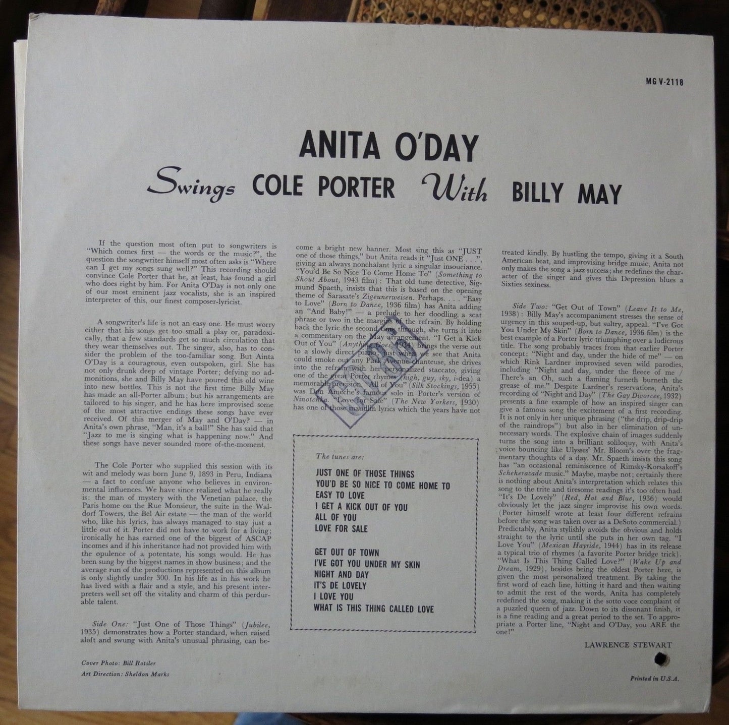 Anita O'Day Swings Cole Porter with Billy May (Mono) LP - Verve