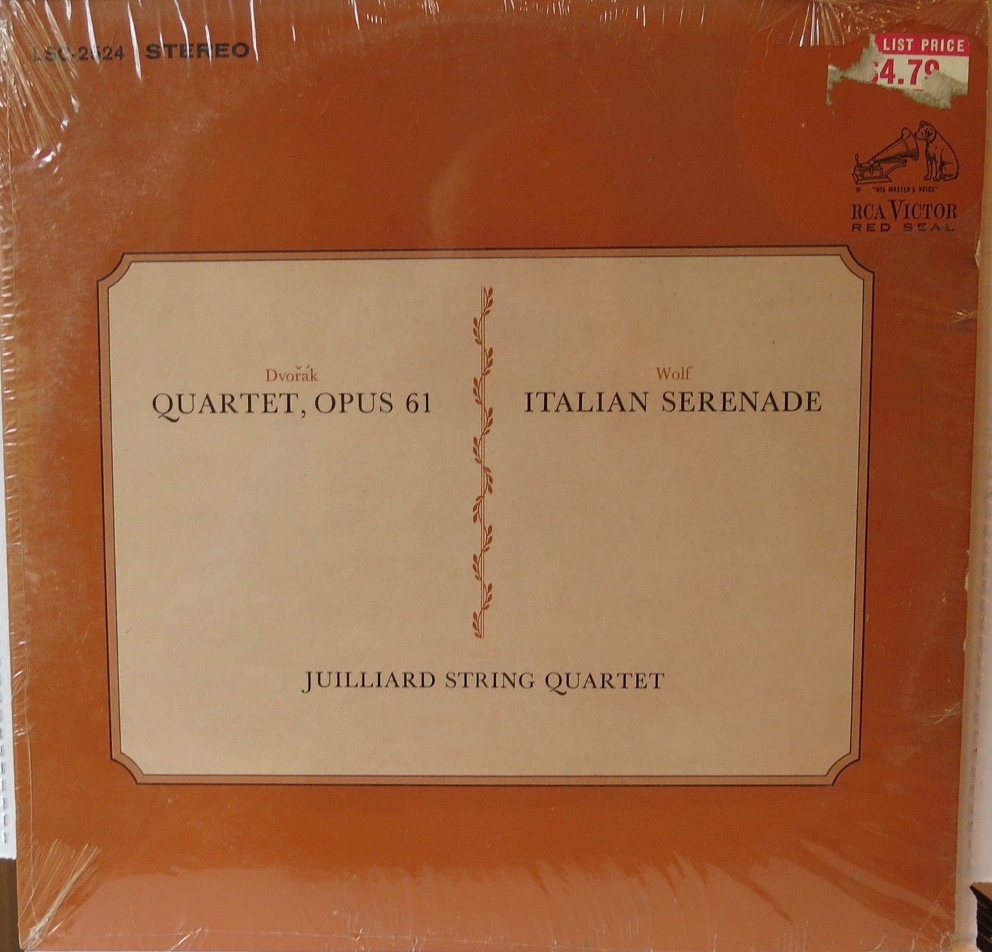Dvorak Quartet, Opus 61, Wolf Italian Serenade Julliard String Quartet - RCA Victor