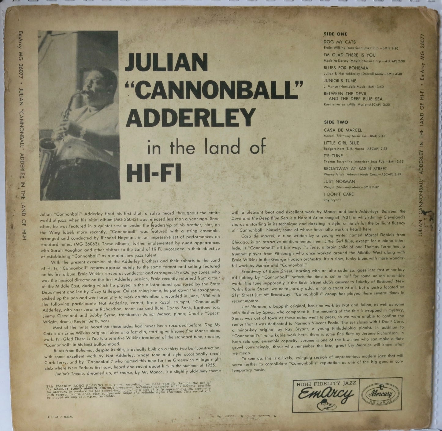 Julian "Cannonball" Adderley ‎– In The Land Of Hi-Fi
