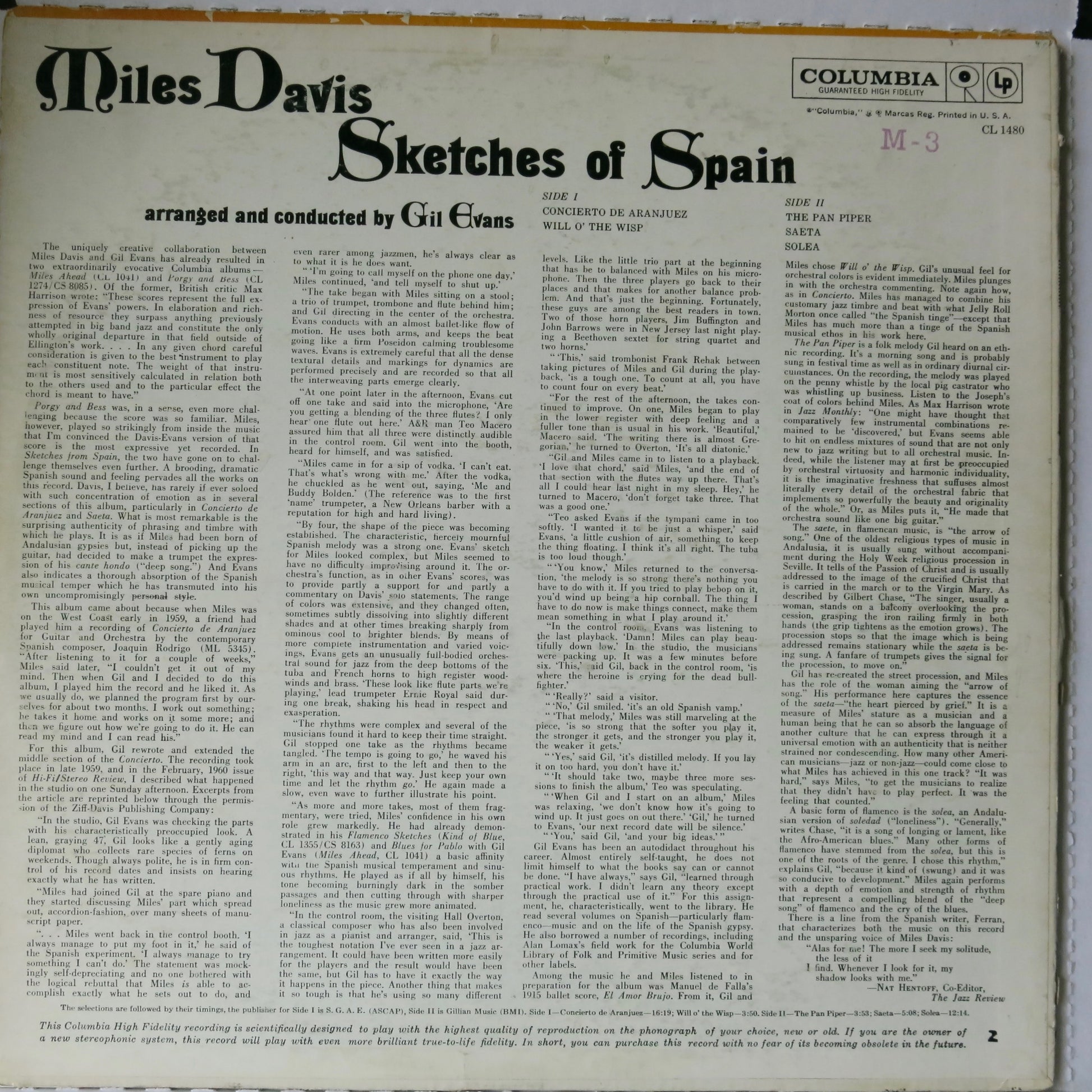 MIles Davis - Sketches of Spain | Vinyl Record by Columbia | Friedman &amp; Sons