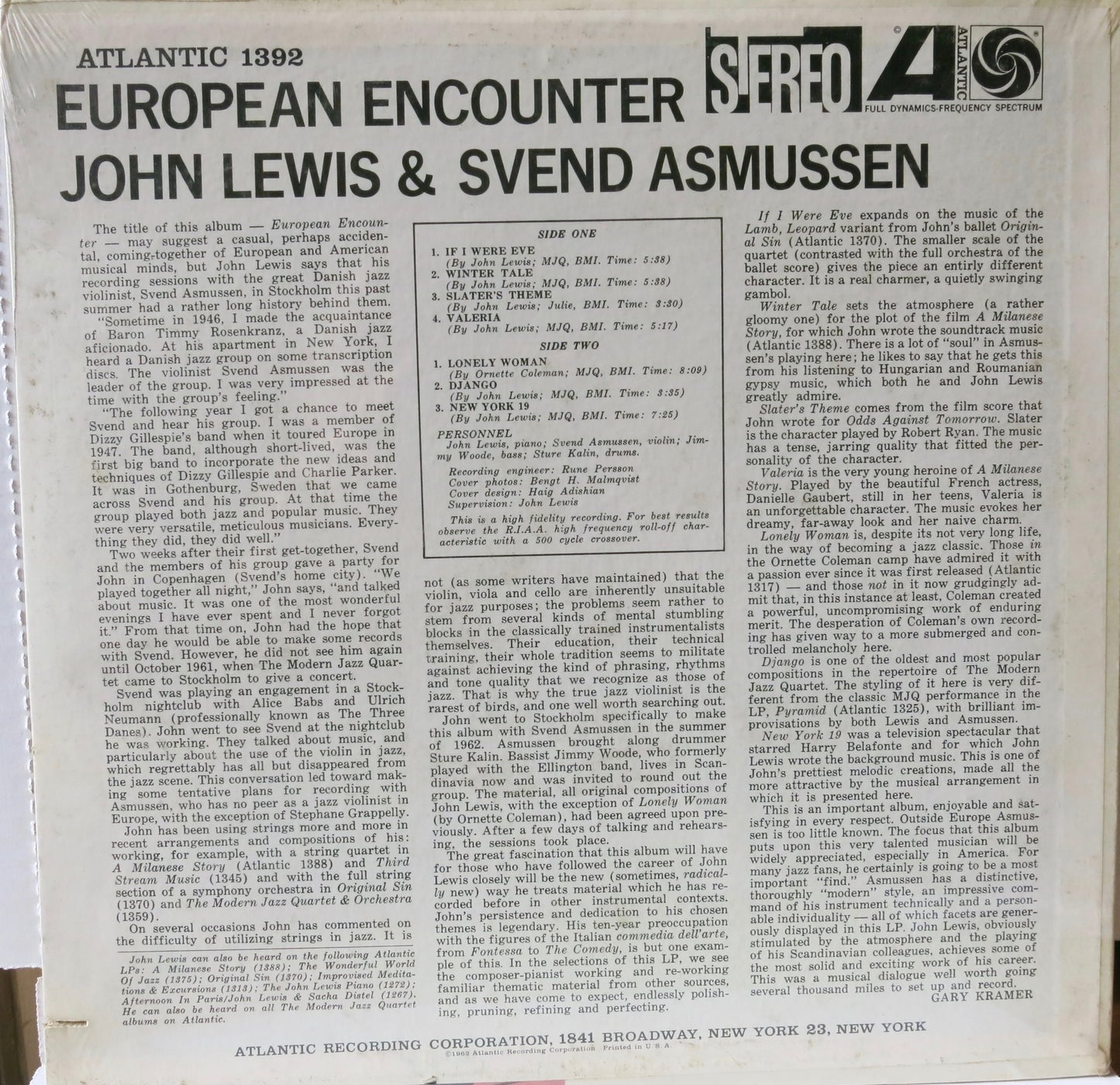 John Lewis & Svend Asmussen ‎– European Encounter